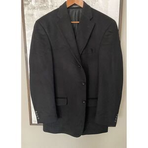 Harold Powell Black 100% Cashmere Sport Coat Jacket  Size 43L Long EXCELLENT!